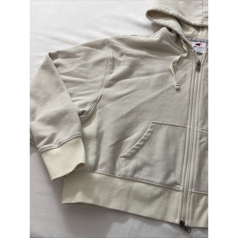 Champion Hoodie Women's Full Double zipup white Logo Size Large Cotton/Polyester - Picture 3 of 16